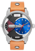 Diesel DZ7308 Mini Daddy Chronograph Men's Watch – Blue & Black Dial & Brown Leather Strap