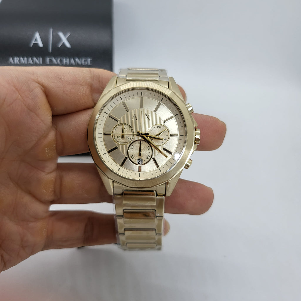 Armani Exchange Drexler AX2602 Men's Chronograph Watch – Gold Dial with Gold Stainless Steel Strap