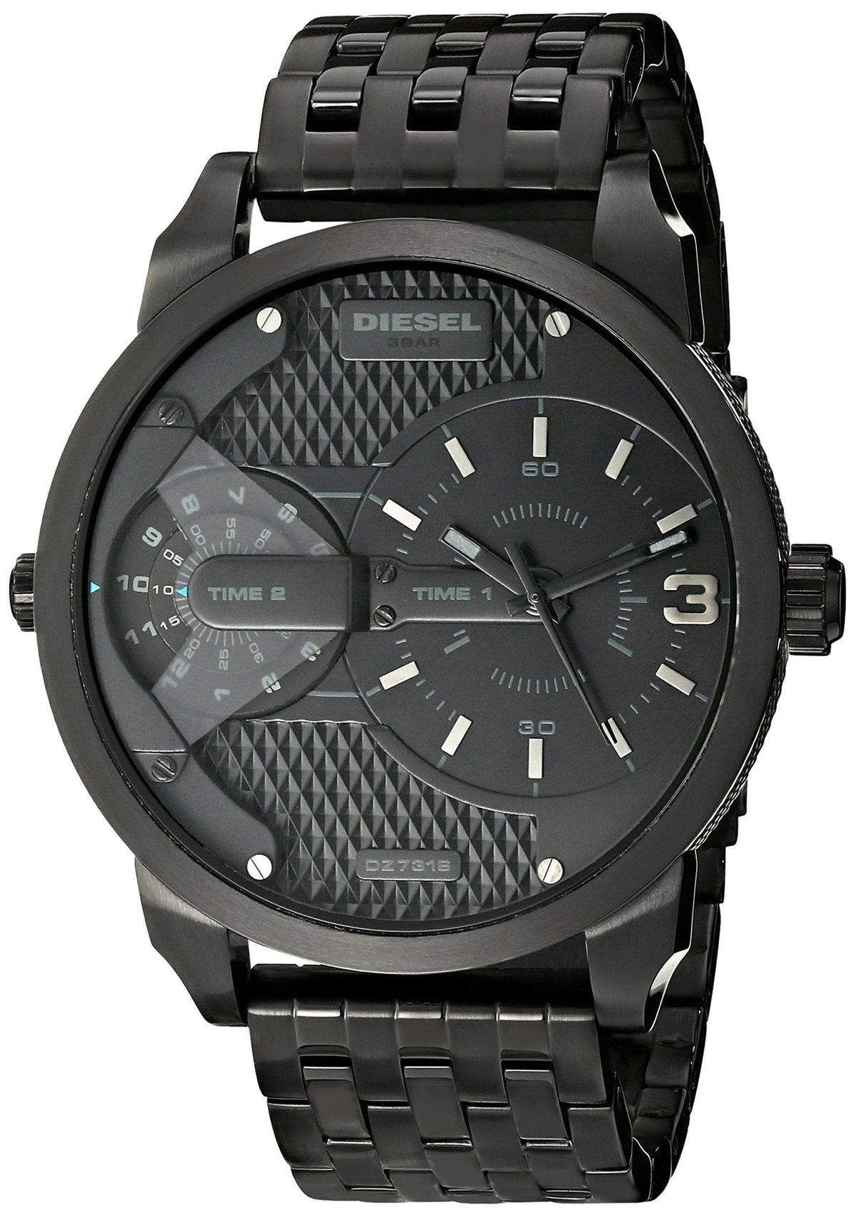 Diesel DZ7316 Mini Daddy Dual Time Men's Watch – Black Dial & Black Stainless Steel Strap