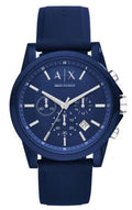 Men's Armani Exchange Outerbanks Chronograph Watch AX1327 – Blue Dial with Blue Silicone Strap