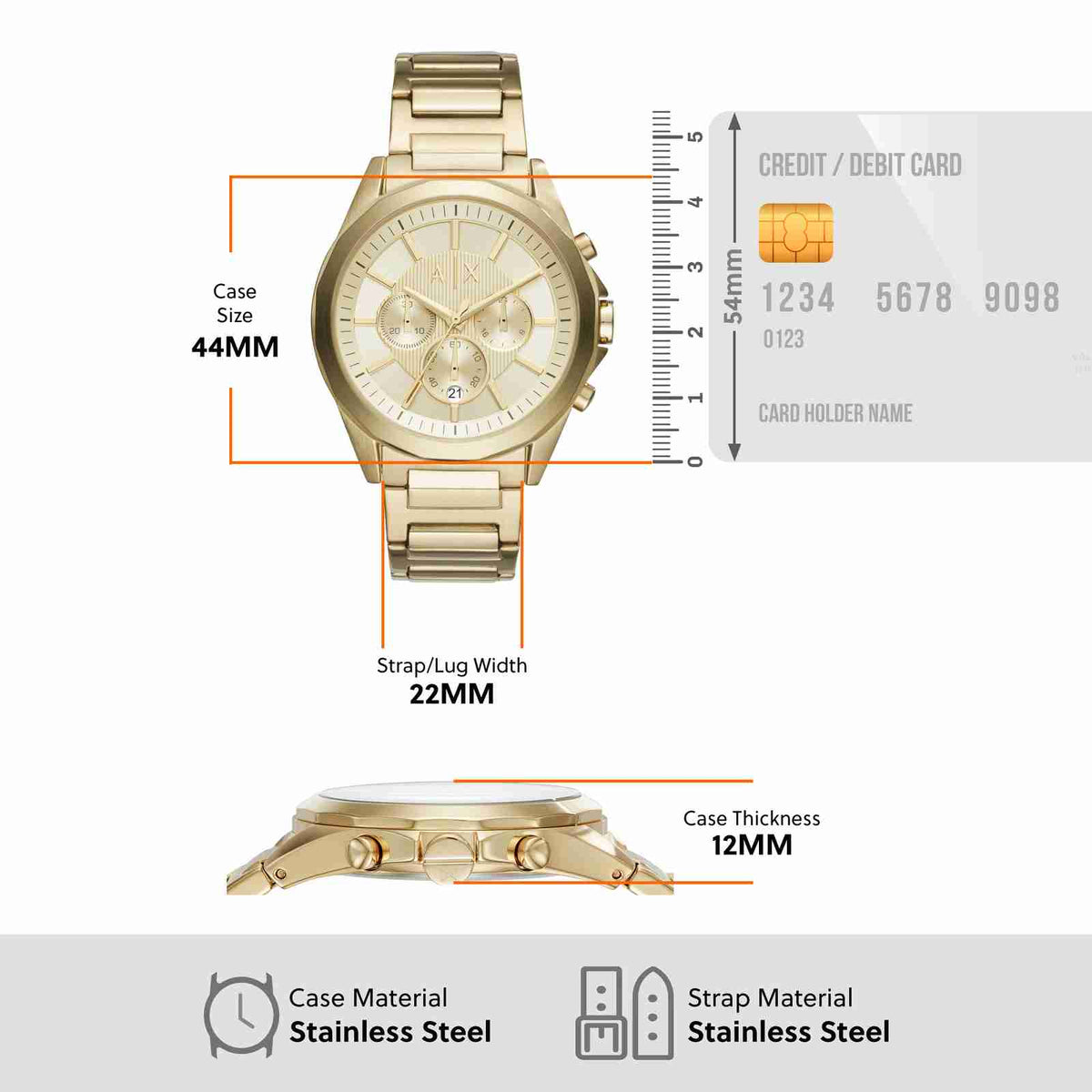 Armani Exchange Drexler AX2602 Men's Chronograph Watch – Gold Dial with Gold Stainless Steel Strap
