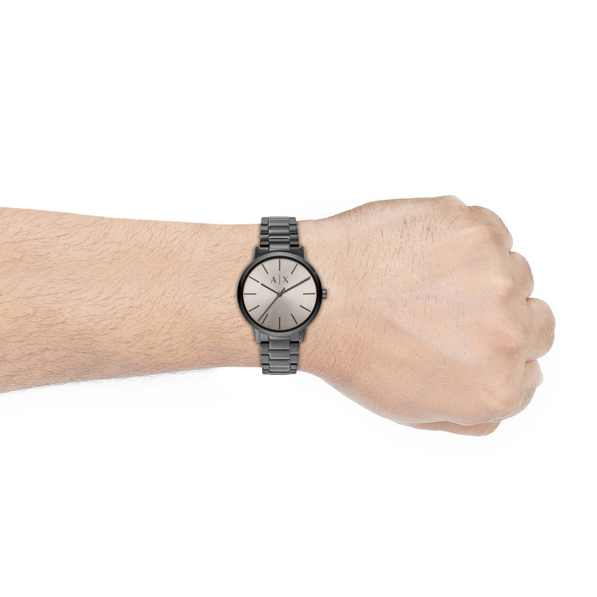 Armani Exchange Cayde AX2722 Men's Analog Watch – Grey Dial with Matching Grey Stainless Steel Strap