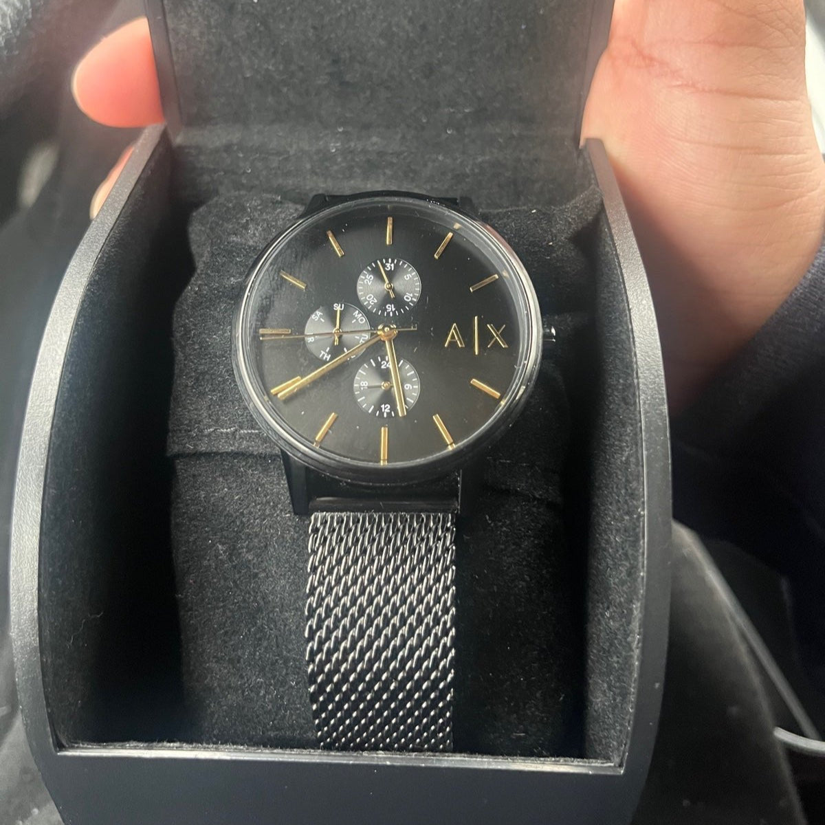 Armani Exchange Cayde AX2716 Men's Chronograph – Black Dial with Black Mesh Stainless Steel Strap